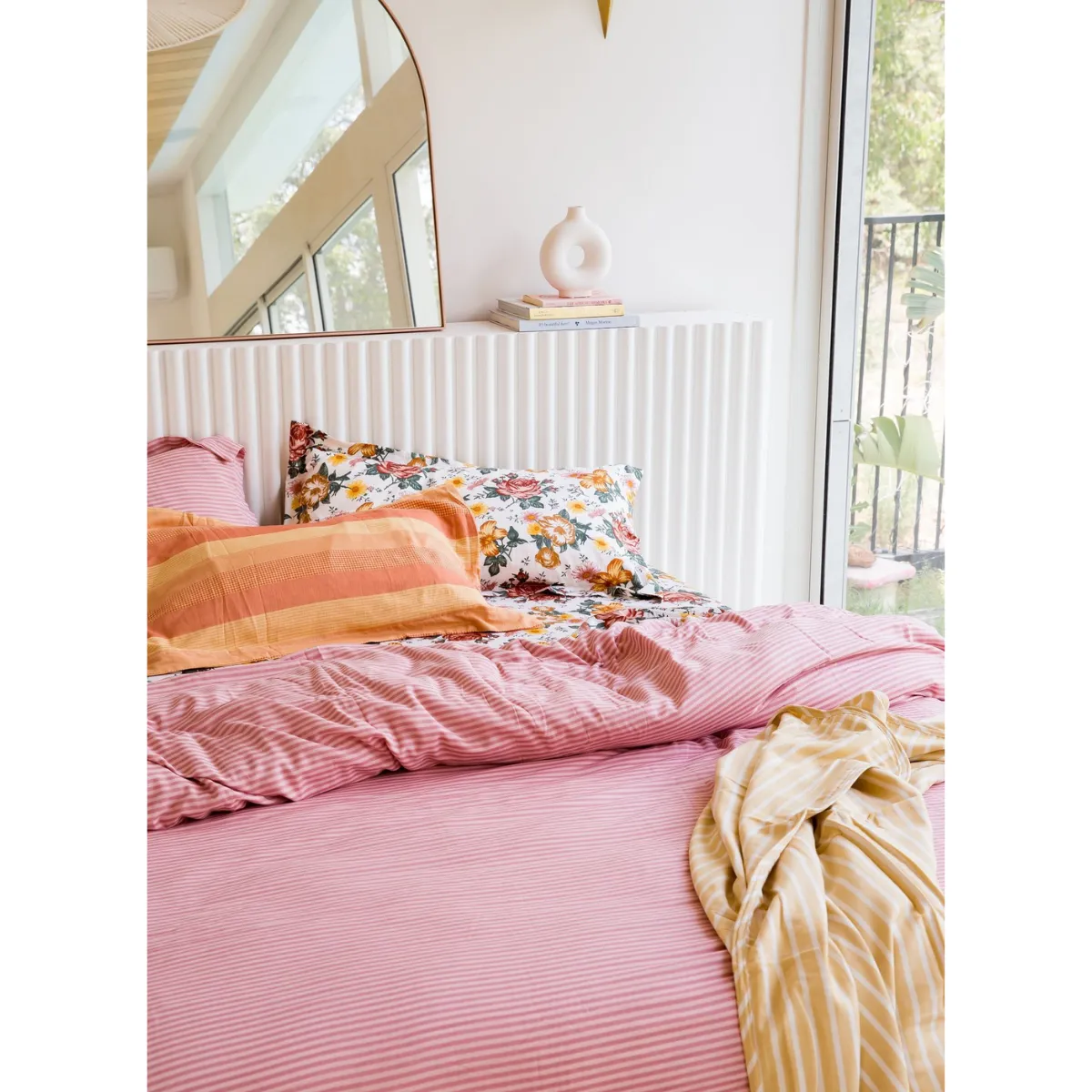 Cotton Duvet Cover - Rosie Pink Pinstripe