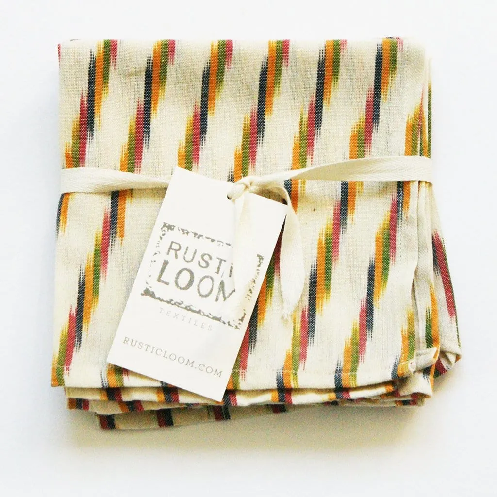 Cream Multi Color Stripe Cocktail Napkins Set of 4