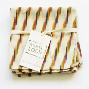 Cream Multi Color Stripe Cocktail Napkins Set of 4