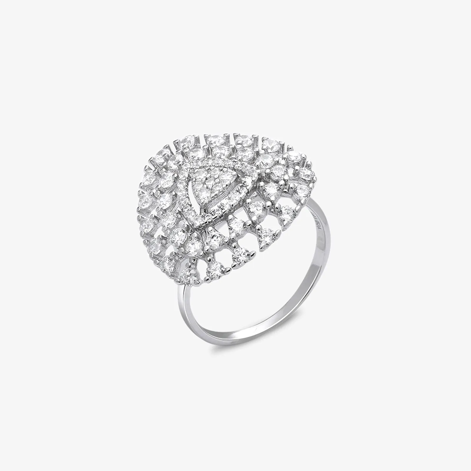 CZ Cluster Ring for Women – 925 Sterling Silver Rhodium-Plated