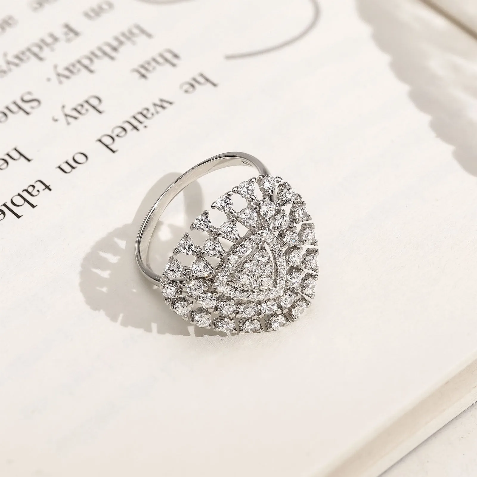 CZ Cluster Ring for Women – 925 Sterling Silver Rhodium-Plated