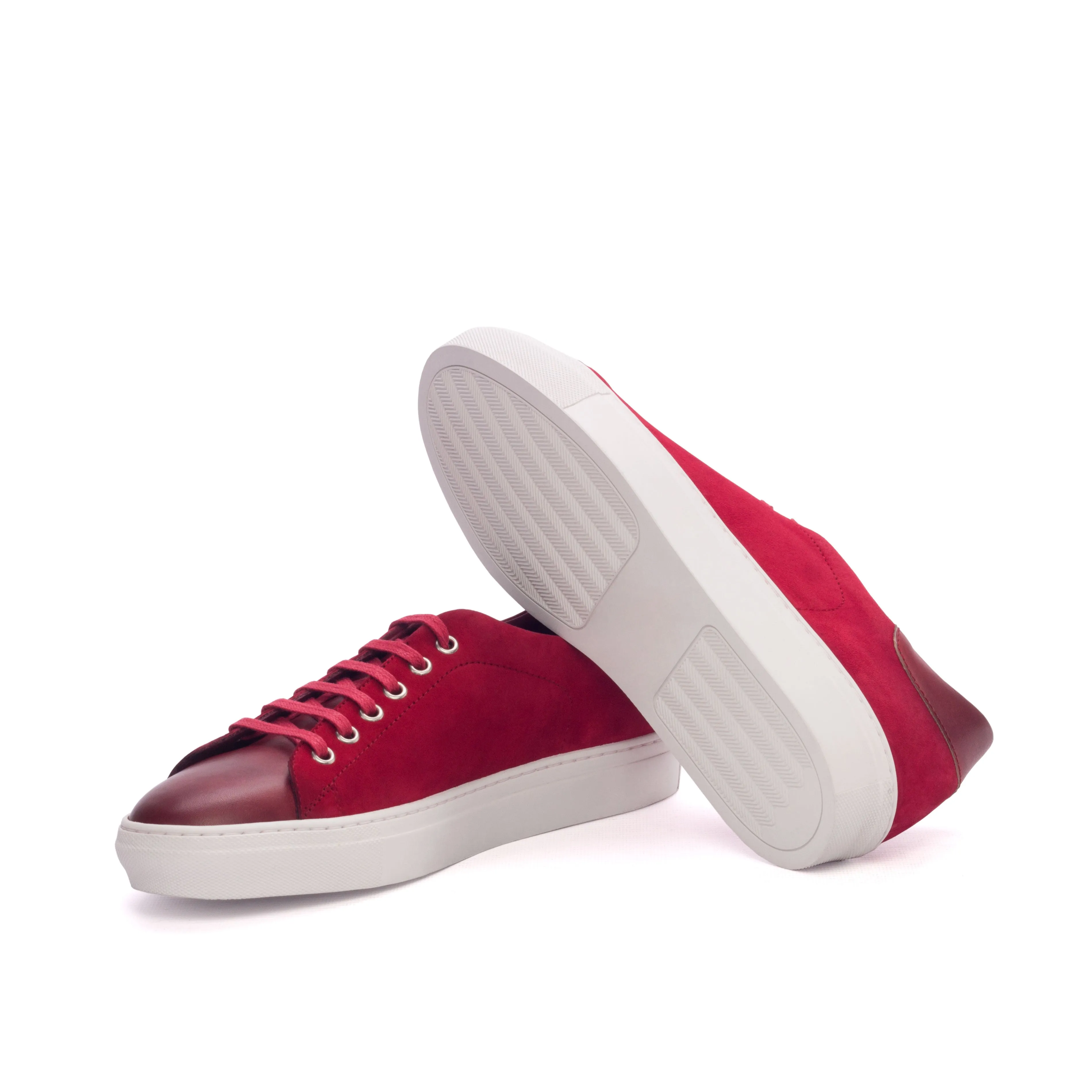 DapperFam Rivale in Red Men's Italian Suede Trainer
