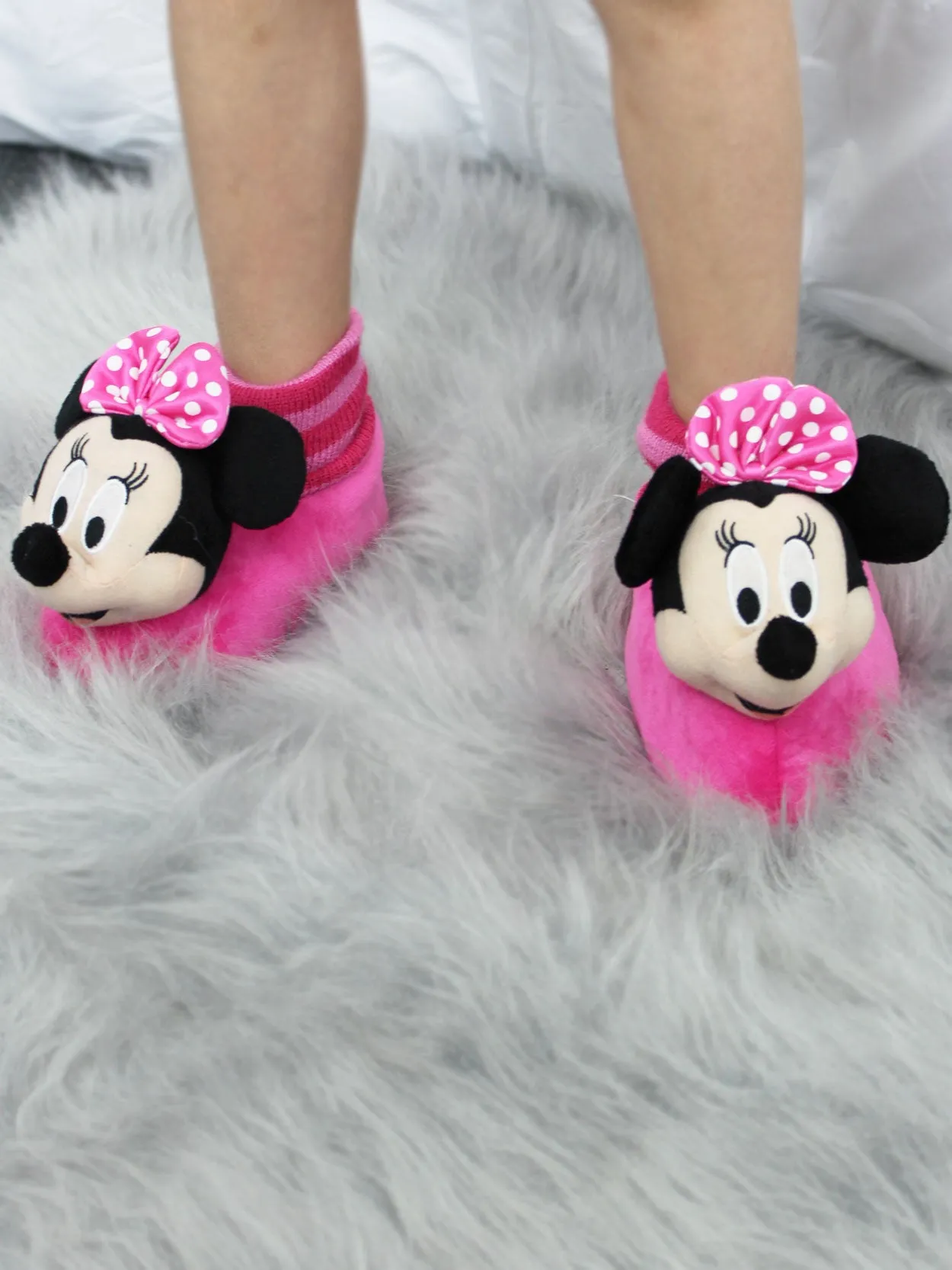 Disney Minnie Mouse Plush 3D Sock Top Slippers