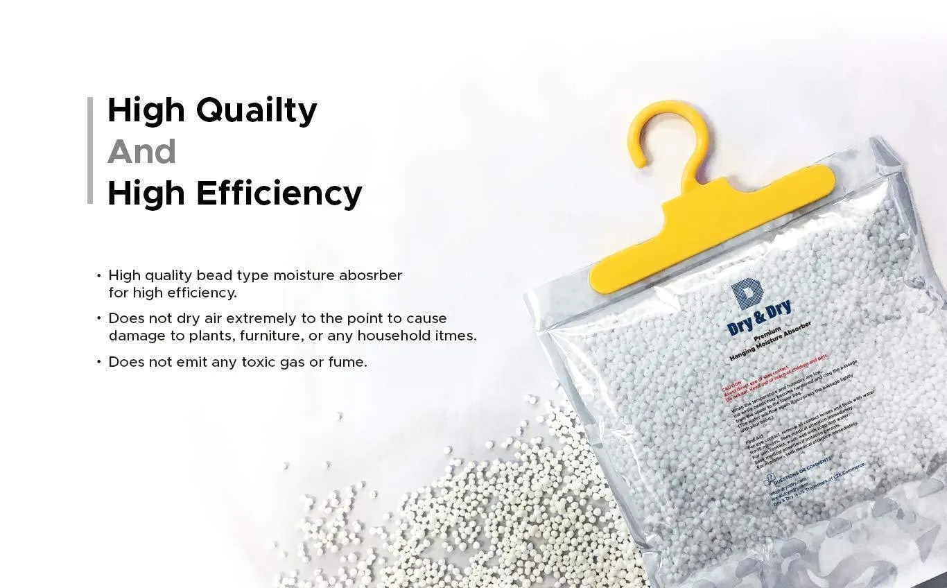 Dry & Dry [50 Packs [Net 14 Oz/Pack] Premium Hanging Moisture Absorber to Control Excess Moisture for Basements, Closets, Bathrooms, Laundry Rooms.