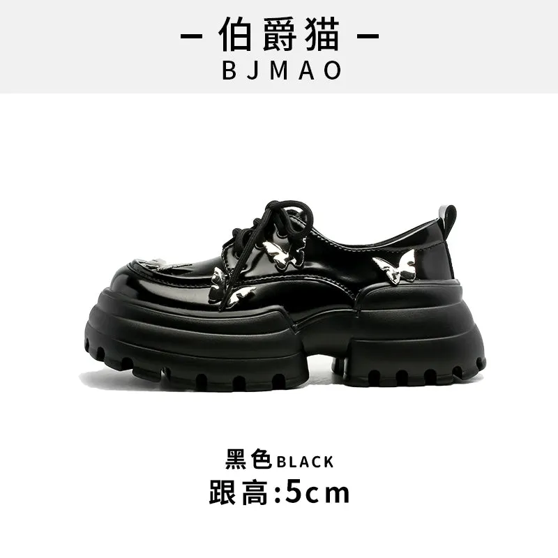 Earl Cat Spring Metal Bow Casual Leather Shoes