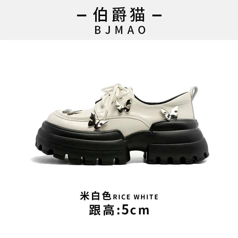 Earl Cat Spring Metal Bow Casual Leather Shoes