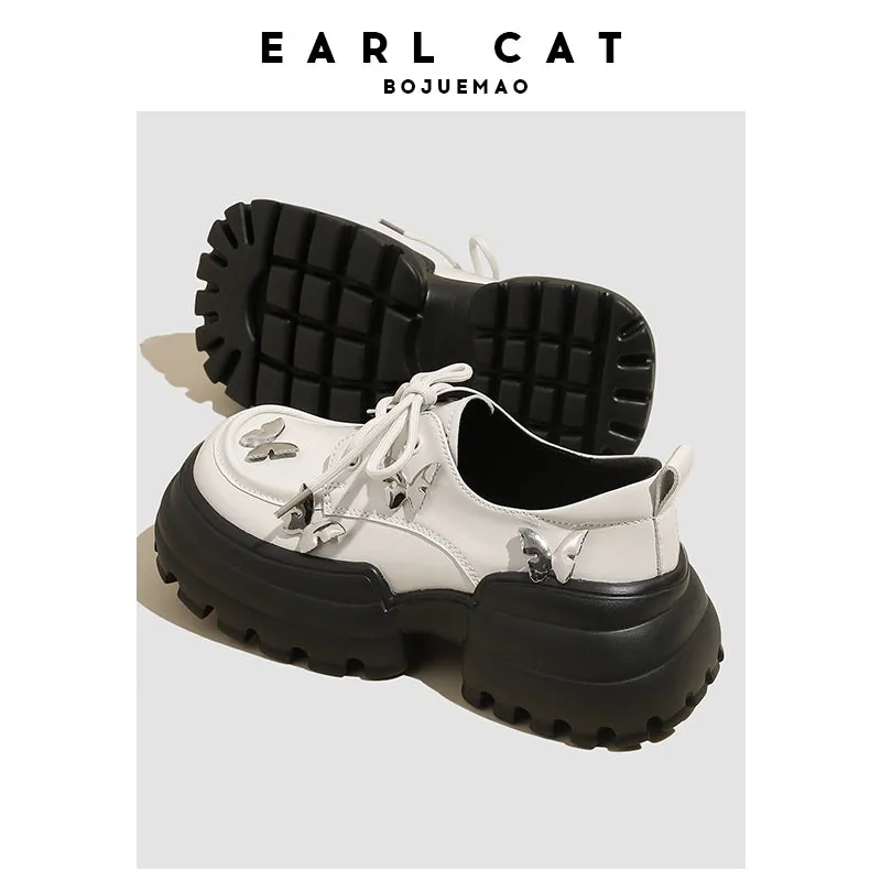 Earl Cat Spring Metal Bow Casual Leather Shoes