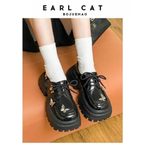Earl Cat Spring Metal Bow Casual Leather Shoes