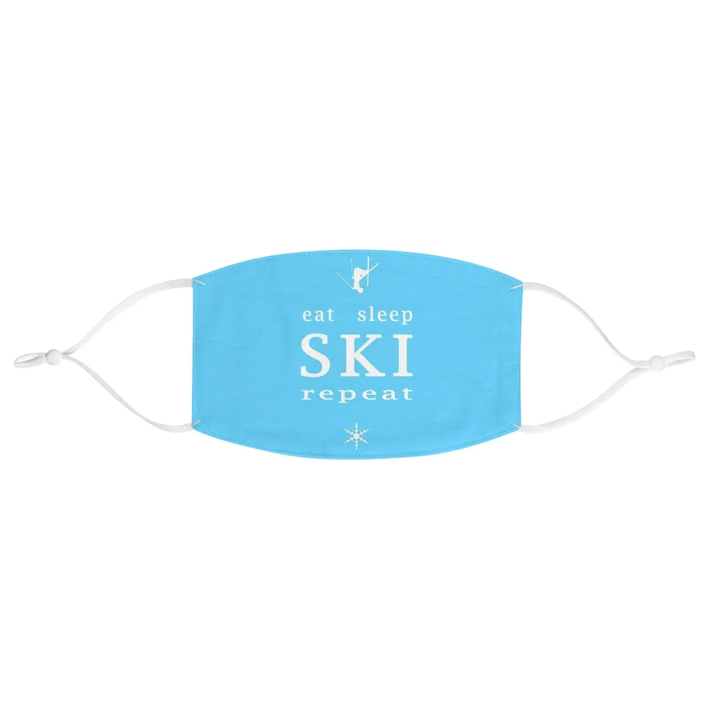 Eat Sleep Ski Light Blue - Fabric Ski Face Mask