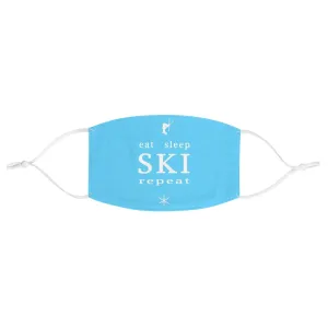 Eat Sleep Ski Light Blue - Fabric Ski Face Mask