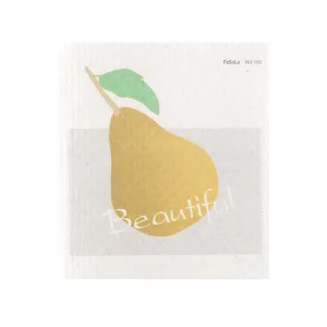 FaSoLa Wood Pulp Sponge Cloth - Juicy Yellow Pear Design, 19.5*17cm X3