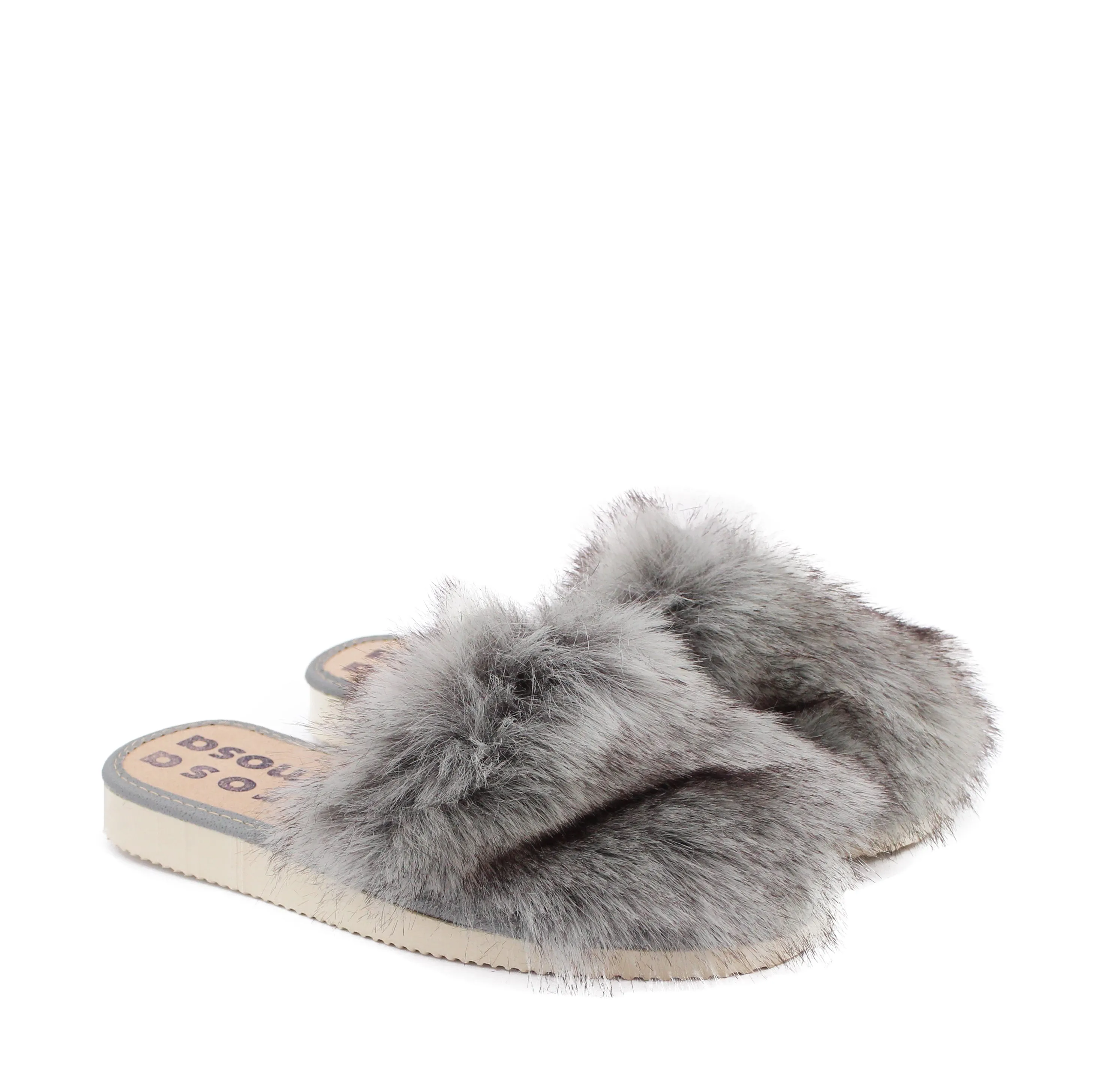 Faux fur SLIPPERS   Silver