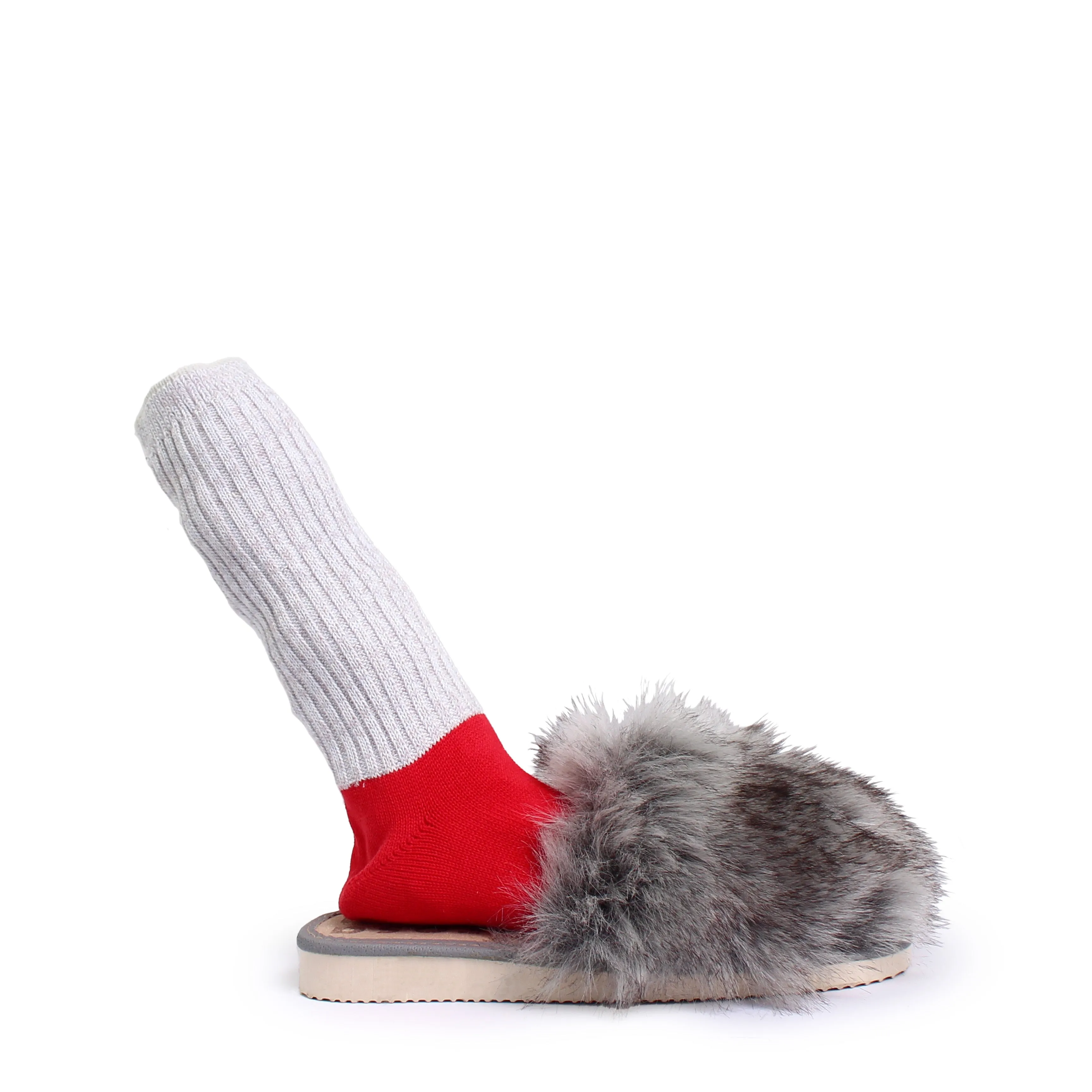 Faux fur SLIPPERS   Silver