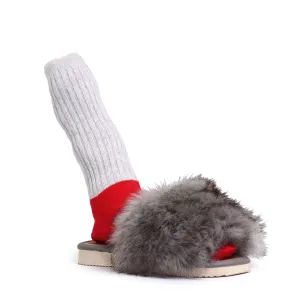 Faux fur SLIPPERS   Silver
