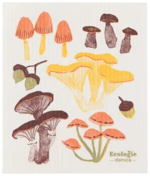 Field Mushrooms Swedish Dishcloth