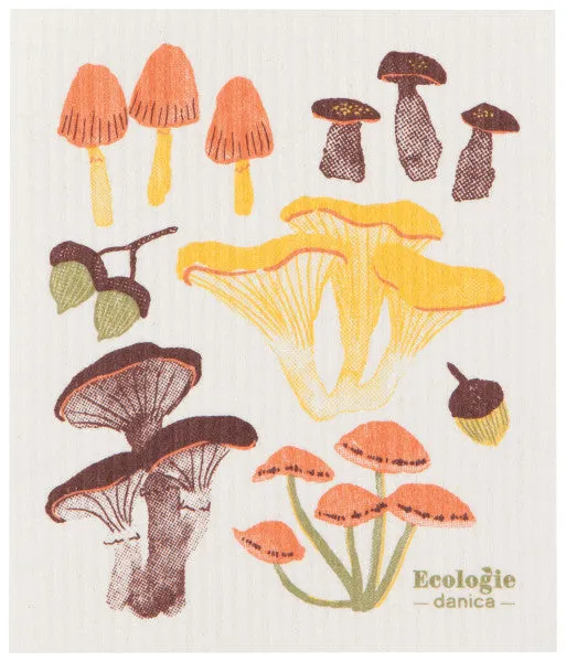Field Mushrooms Swedish Dishcloth