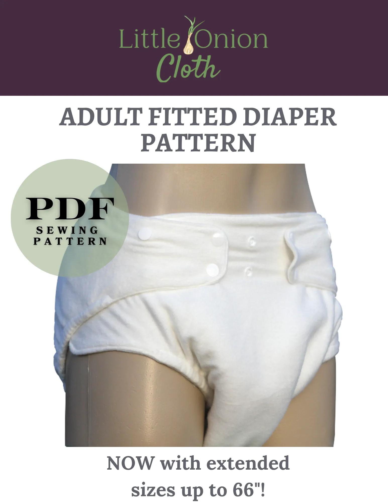 Fitted Adult Cloth Diaper PDF Sewing Pattern