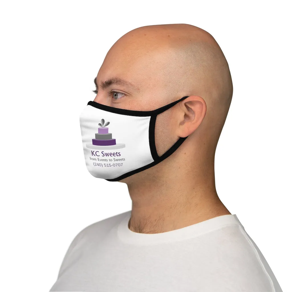 Fitted Polyester Face Mask - KC Sweets - White Background