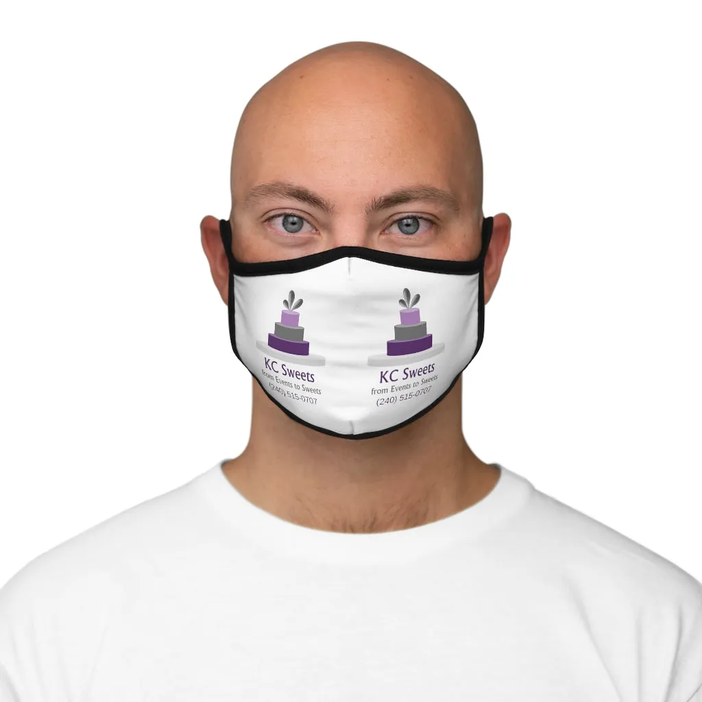 Fitted Polyester Face Mask - KC Sweets - White Background