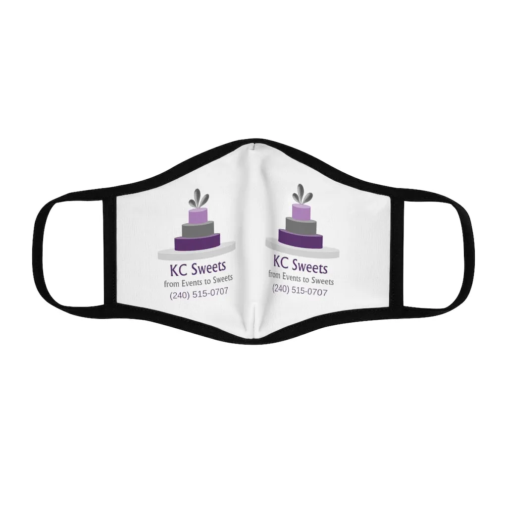 Fitted Polyester Face Mask - KC Sweets - White Background
