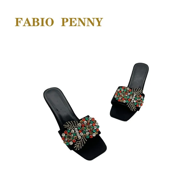 Flower pattern high-heeled slippers