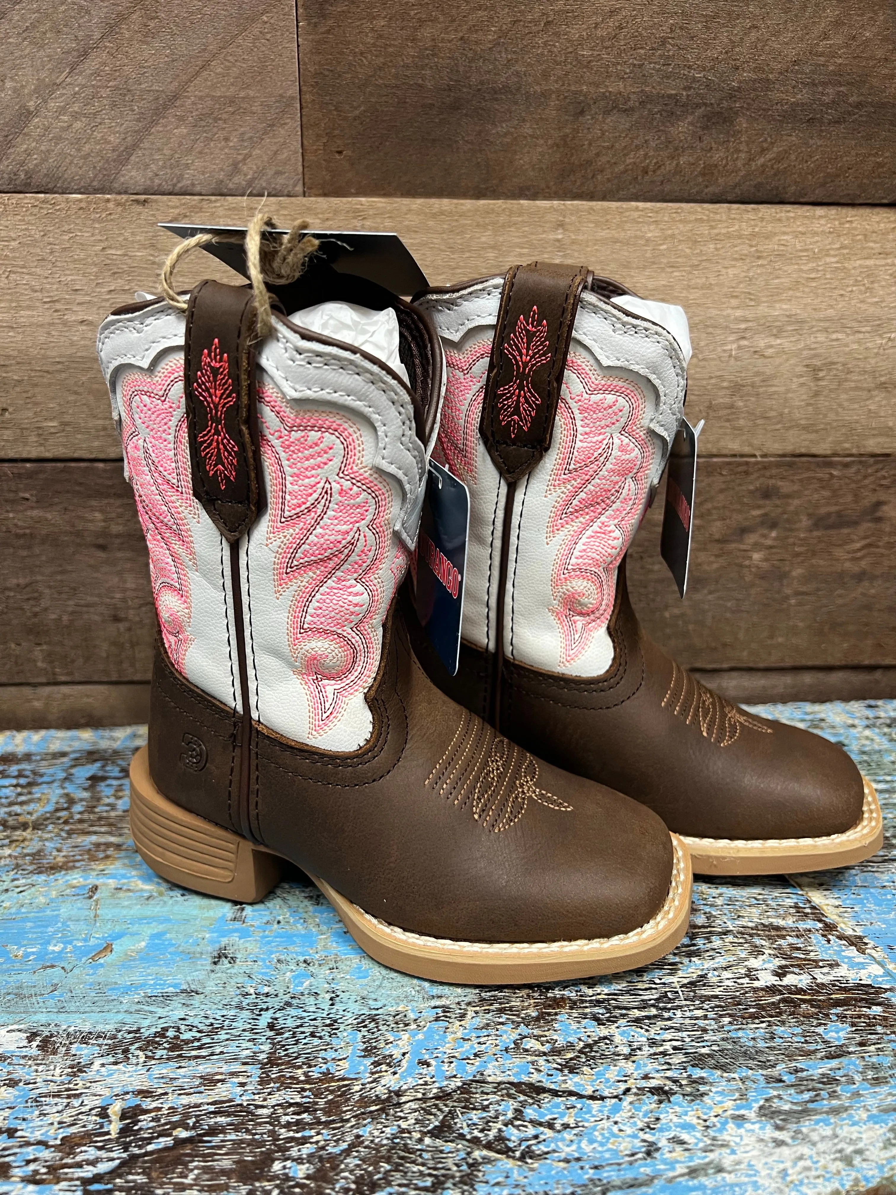 Girls Durango Trail White & Pink Boot