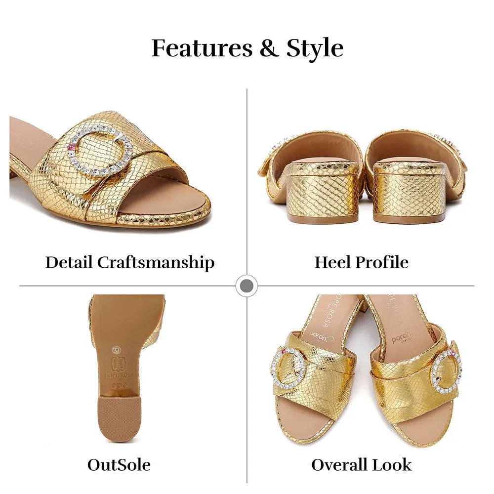 Goddess Gold Leather Sandals Crystal Buckle