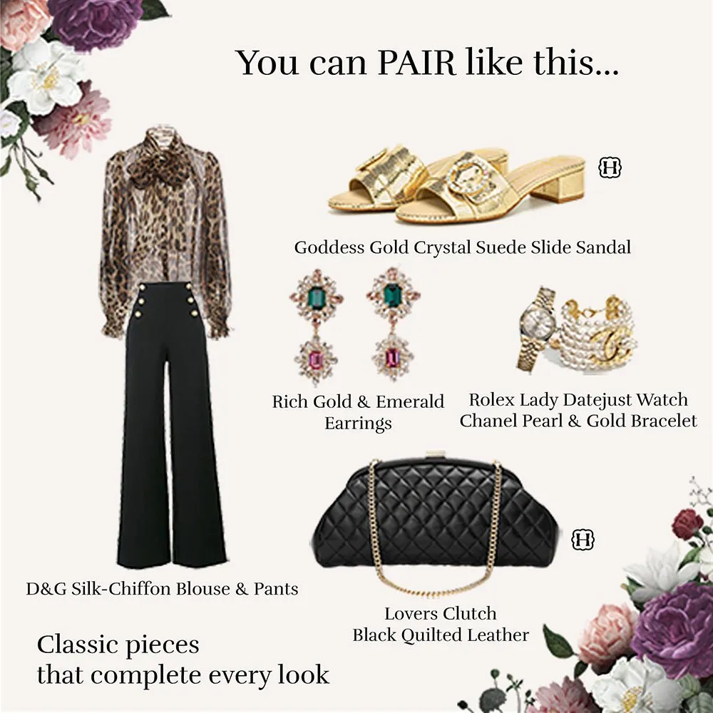 Goddess Gold Leather Sandals Crystal Buckle