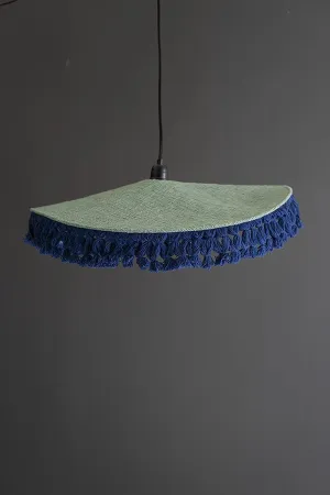 Green Cotton Pendant Light with Fringe