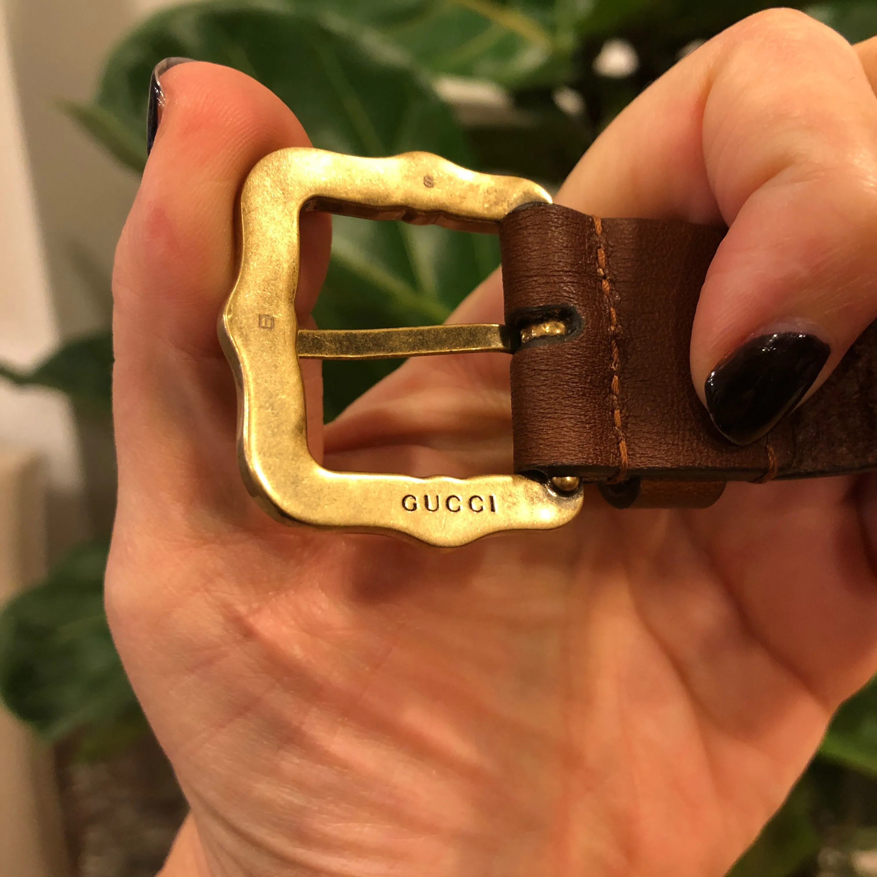 Gucci Feline Head Leather Bracelet in Brown