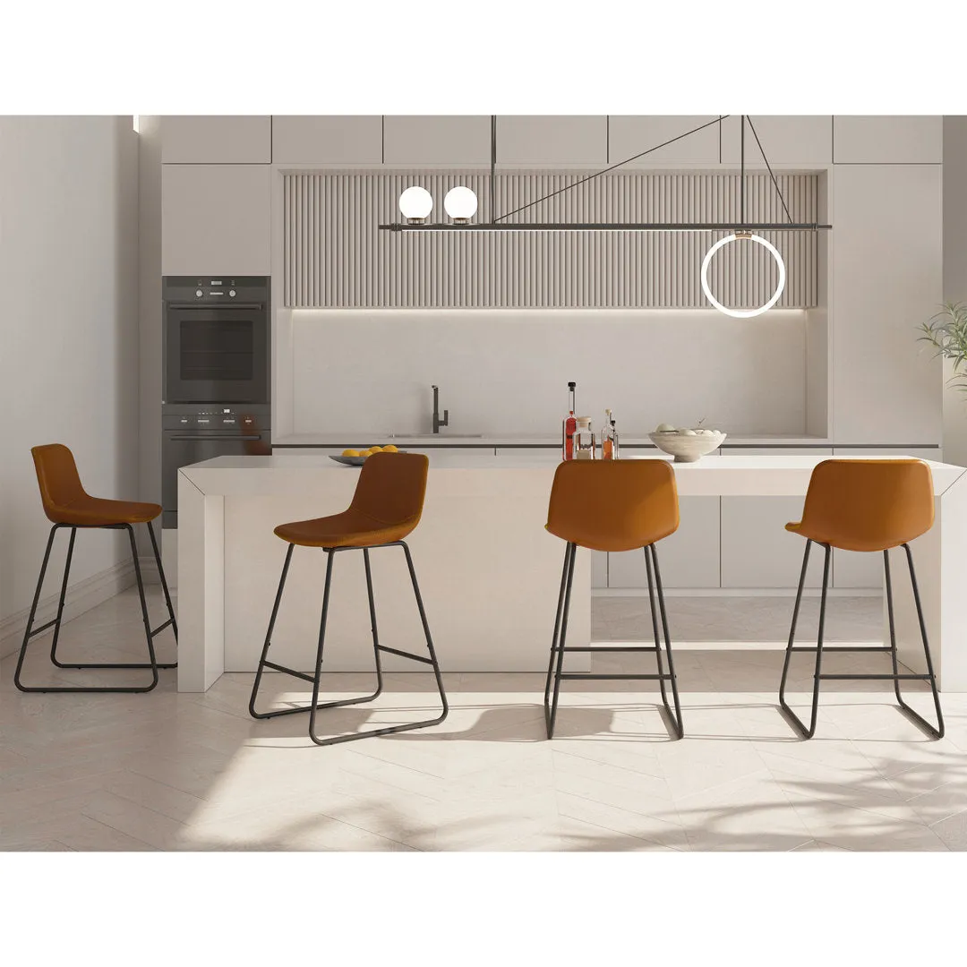 Hambrook Bar & Counter Stool (Set of 4) Trent Austin Design® Upholstery: Whiskey Brown, Seat Height: Counter Stool (24" Seat Height)
