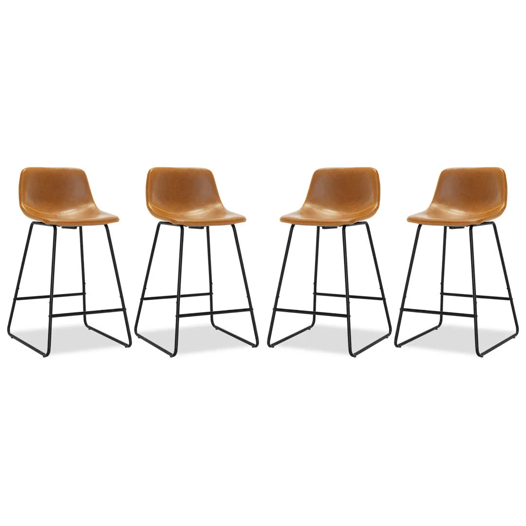 Hambrook Bar & Counter Stool (Set of 4) Trent Austin Design® Upholstery: Whiskey Brown, Seat Height: Counter Stool (24" Seat Height)