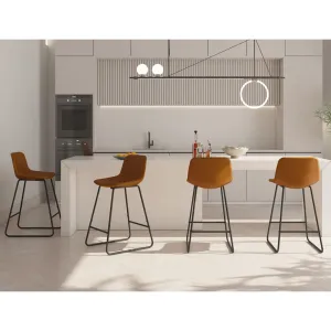 Hambrook Bar & Counter Stool (Set of 4) Trent Austin Design® Upholstery: Whiskey Brown, Seat Height: Counter Stool (24" Seat Height)