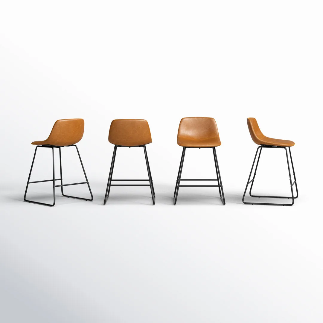 Hambrook Bar & Counter Stool (Set of 4) Trent Austin Design® Upholstery: Whiskey Brown, Seat Height: Counter Stool (24" Seat Height)