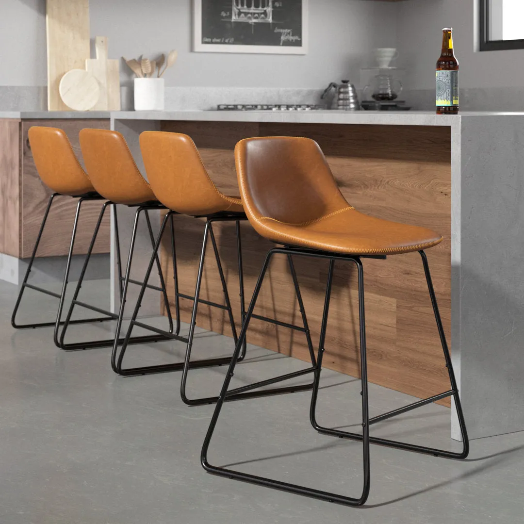 Hambrook Bar & Counter Stool (Set of 4) Trent Austin Design® Upholstery: Whiskey Brown, Seat Height: Counter Stool (24" Seat Height)