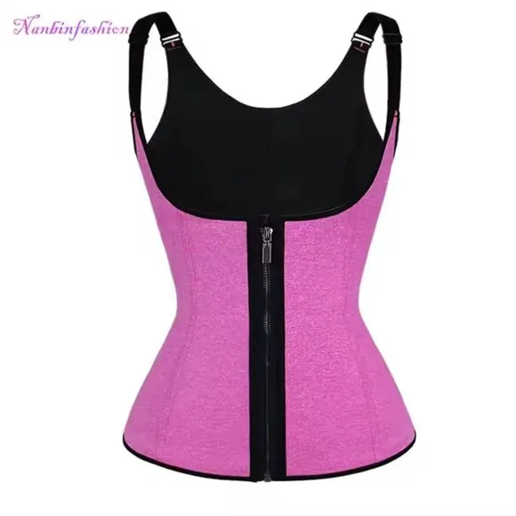 High Compression Slimming Sauna Thermo Full Vest Gym Fitness Pink Body Shaper