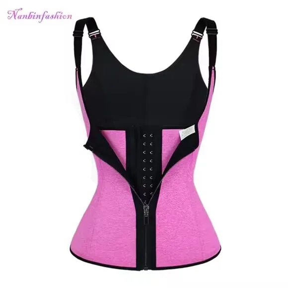 High Compression Slimming Sauna Thermo Full Vest Gym Fitness Pink Body Shaper