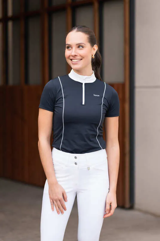 Horze Ryleigh Ladies Show Shirt Navy Blue
