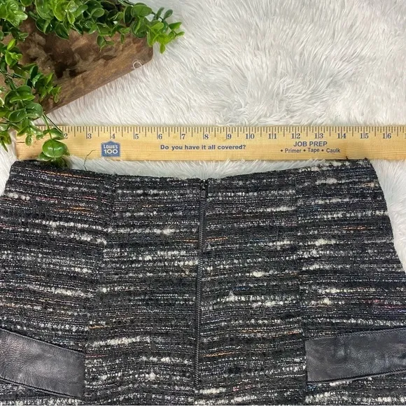 Hunter bell black tweed faux leather asymmetrical mini skirt 8 medium