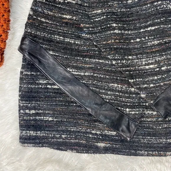 Hunter bell black tweed faux leather asymmetrical mini skirt 8 medium