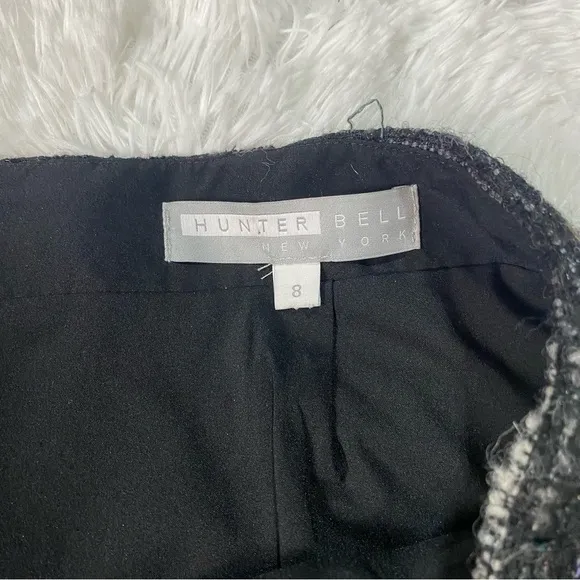 Hunter bell black tweed faux leather asymmetrical mini skirt 8 medium