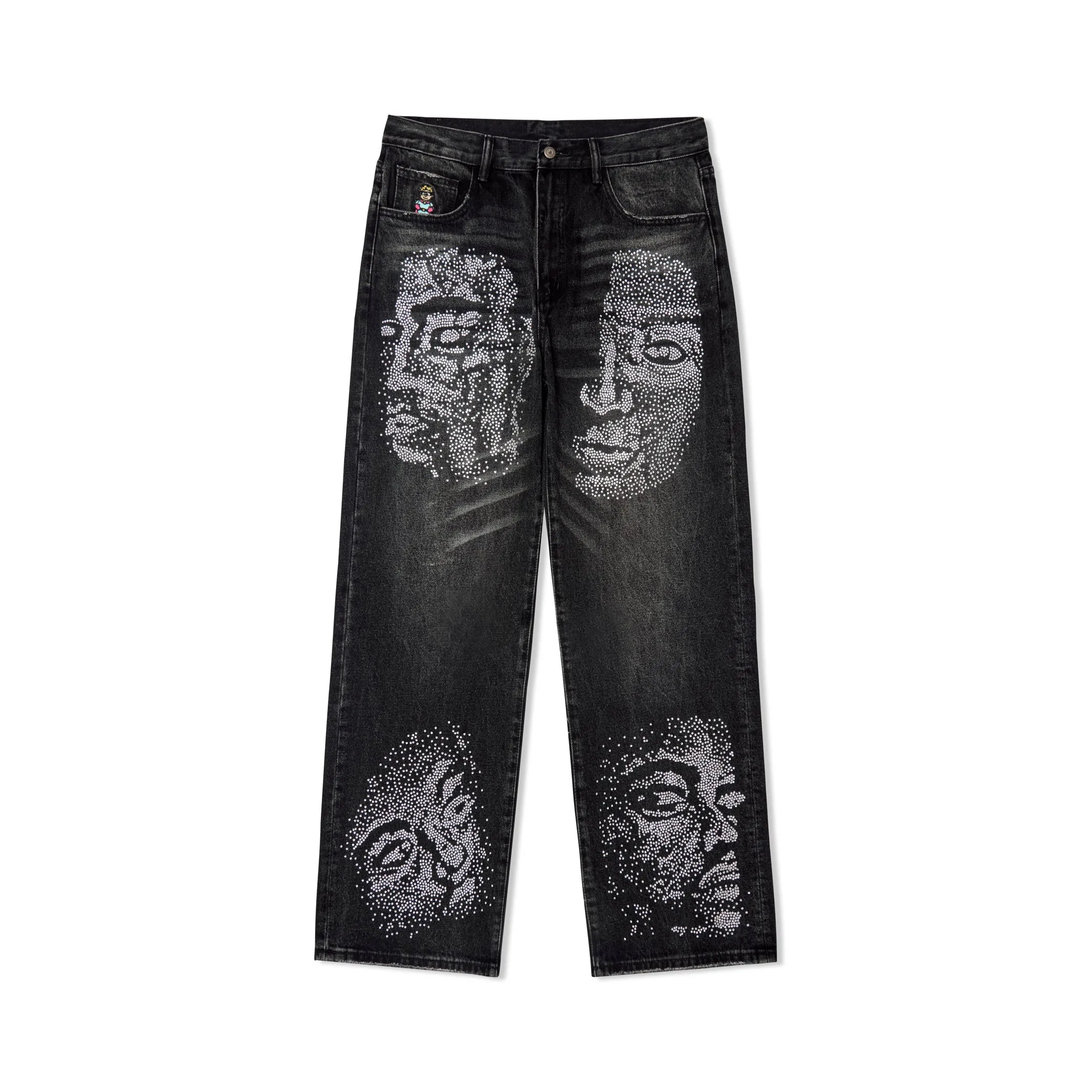 KID SUPER RHINESTONE FACE JEANS