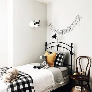 Kids Bunk Quilt & Sham - Black and White Buffalo Check