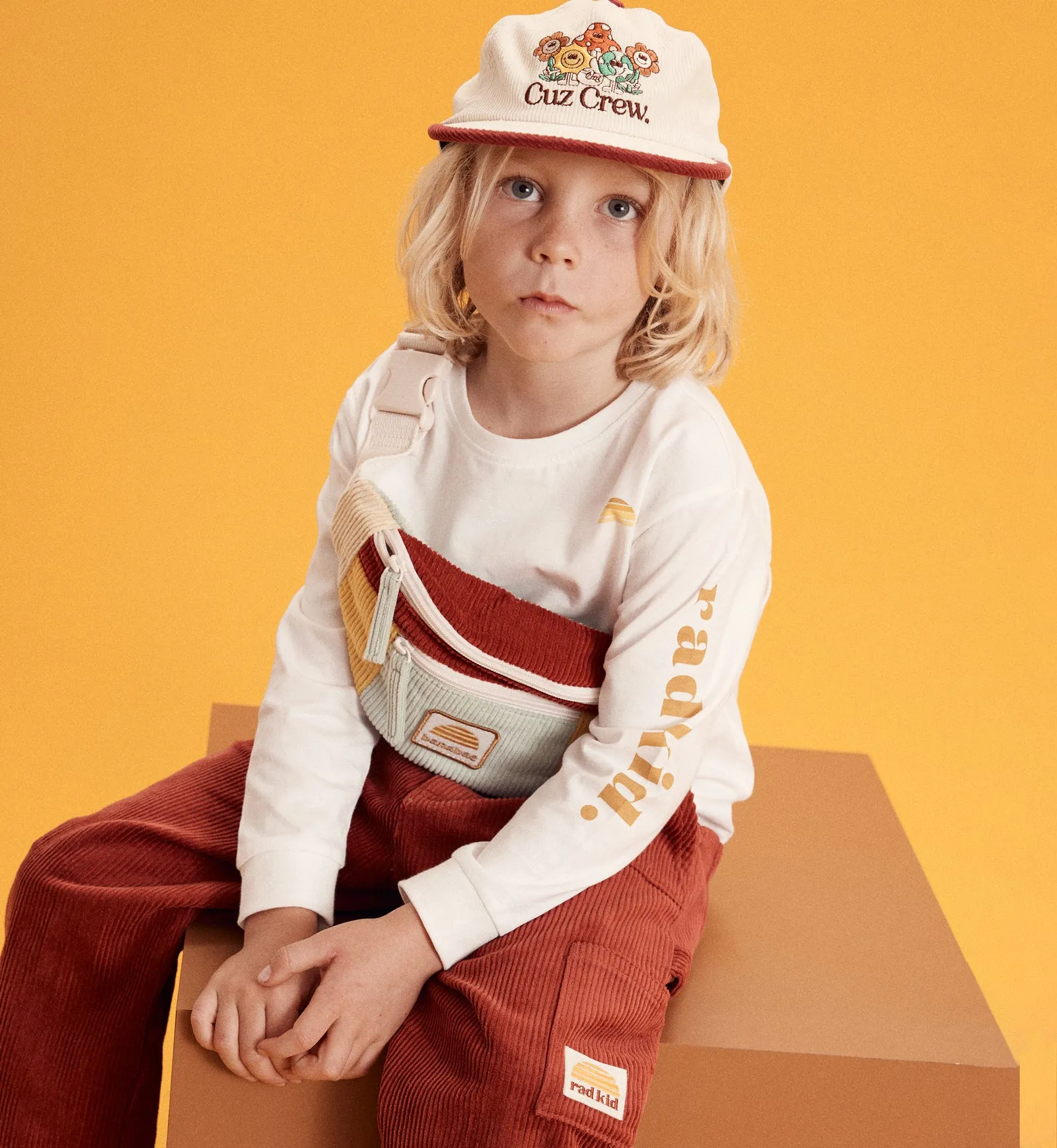 Kids Corduroy Splice Eco Belt Bag - Primary