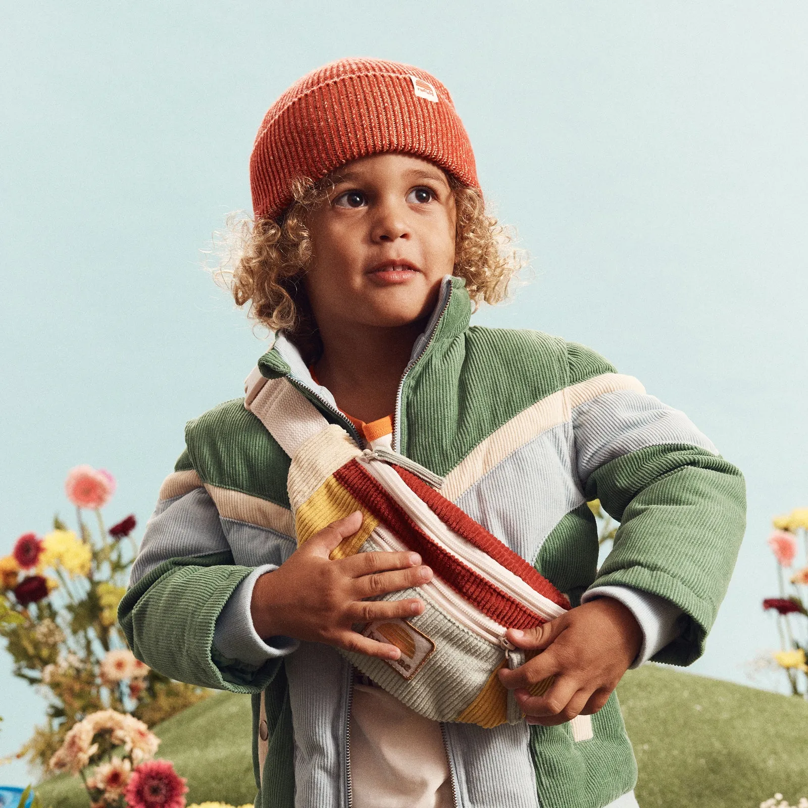 Kids Corduroy Splice Eco Belt Bag - Primary