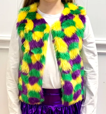 Kids Mardi Gras Faux Fur Vest
