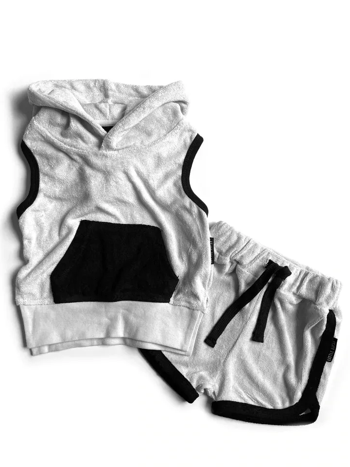 Little Bipsy Terry Cloth Sleeveless Hoodie - Monochrome
