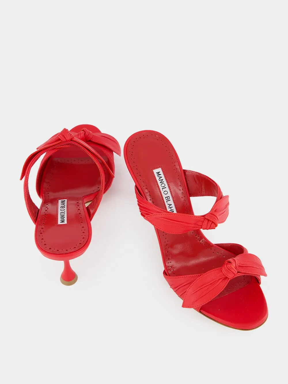 Lollo Red Nappa Leather Bow Detail 70mm Mules