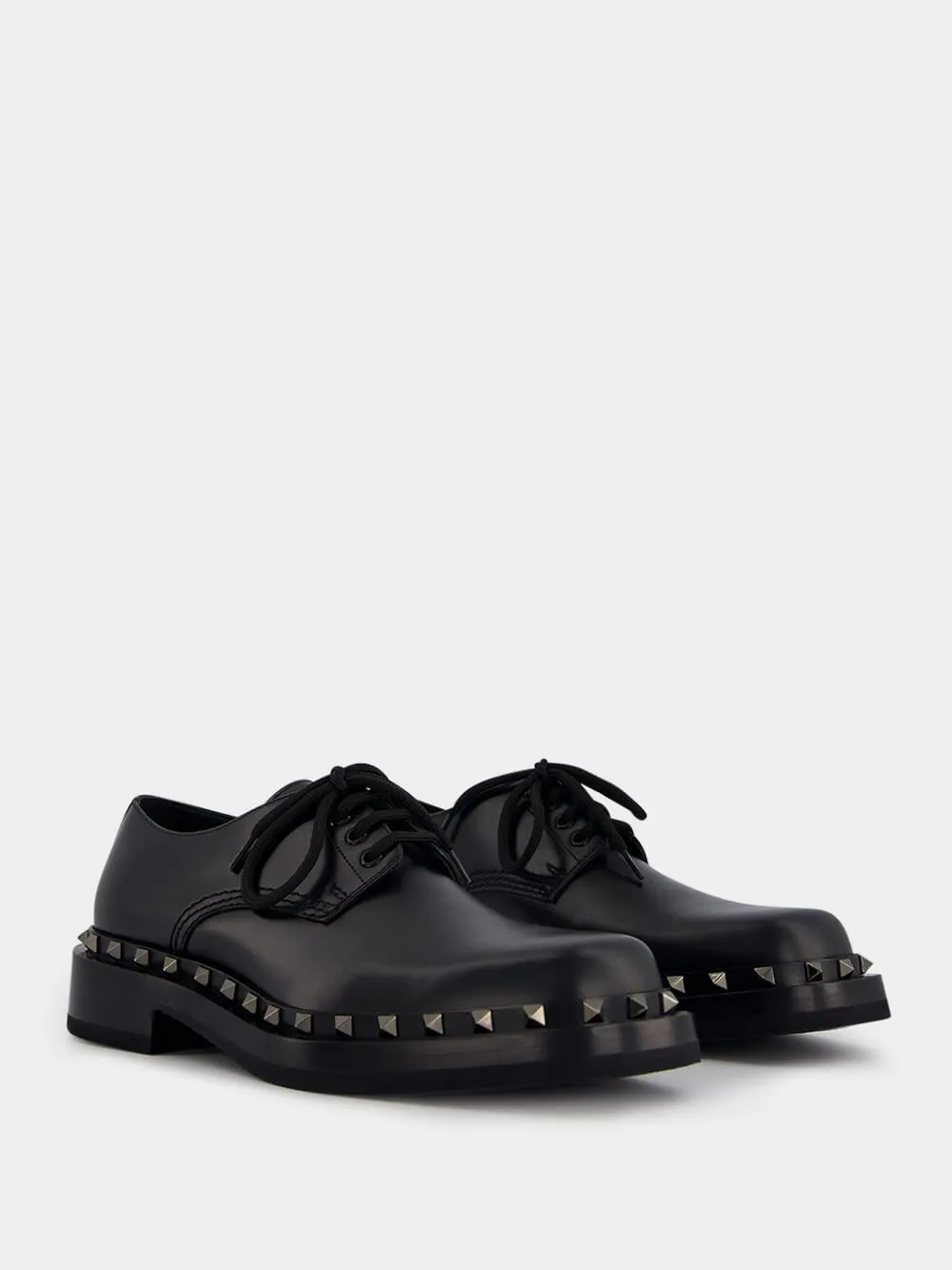 M-Way Rockstud Leather Derby Shoes