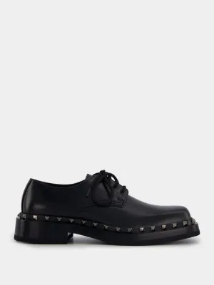 M-Way Rockstud Leather Derby Shoes